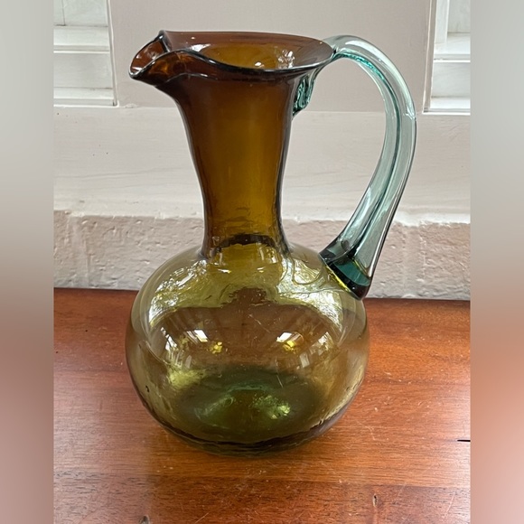 Multicolor vintage West Virginia glass pitcher - hand blown glass - Blenko? - Picture 2 of 11